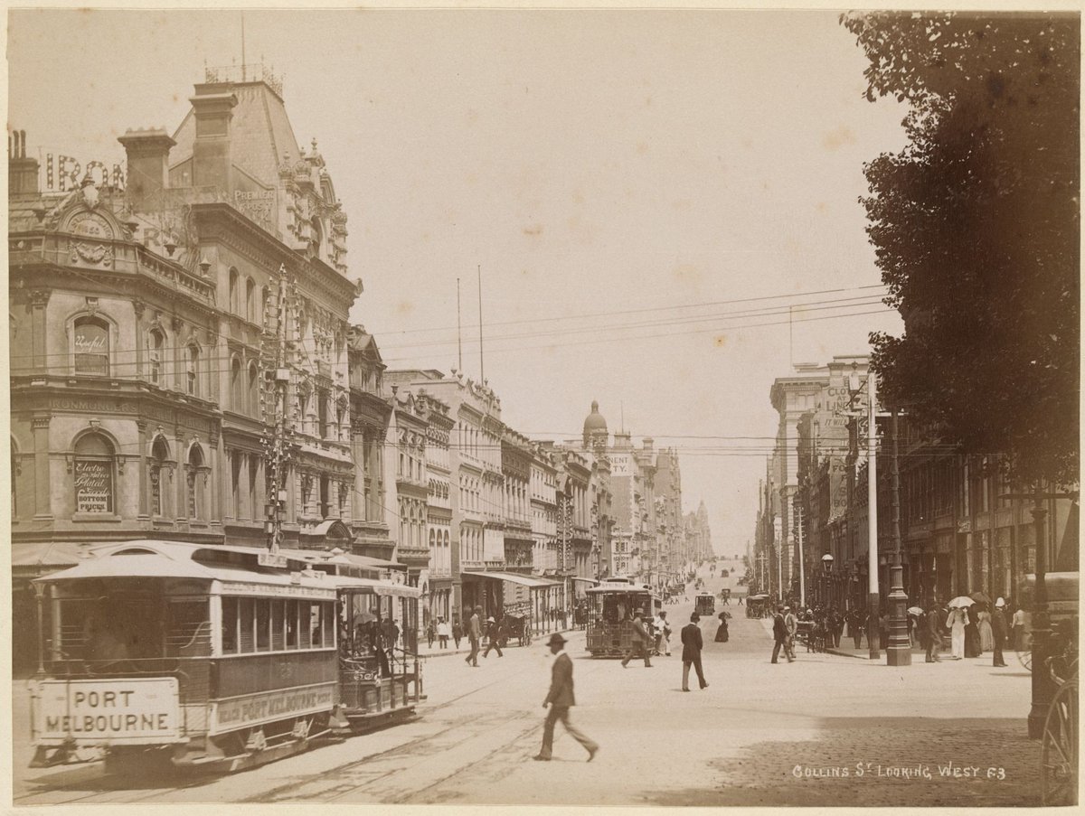 Collins St Looking West, Melbourne City (1880?)