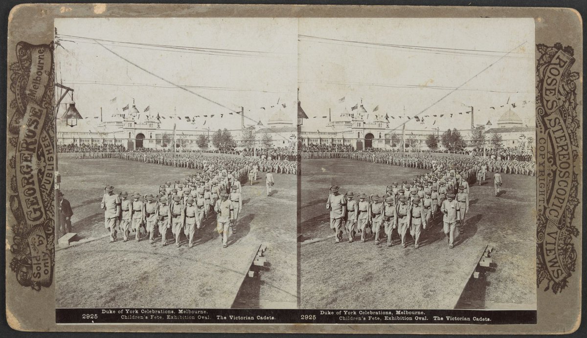 "Duke of York Celebrations, Melbourne. Children's Fete, Exhibition Oval. The Victorian Cadets." (1901)