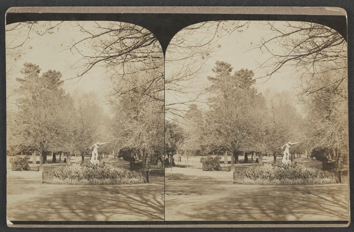 Statue of discus thrower, possibly Fitzroy Gardens, East Melbourne (1890–1900)