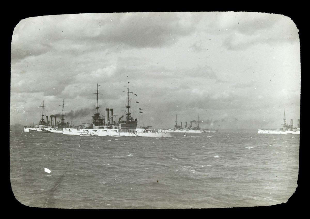 Four ships of the U.S. Great White Fleet in Port Phillip Bay, 1908