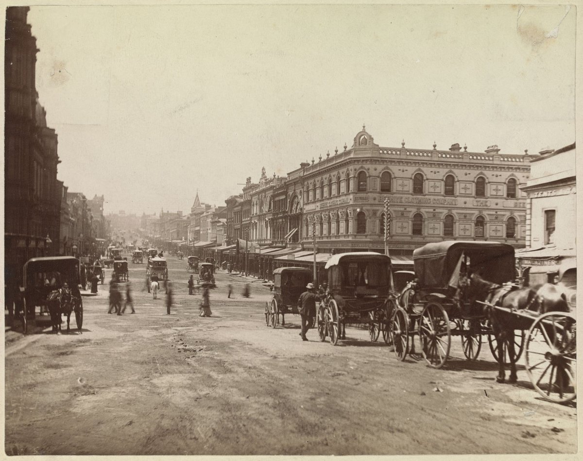 Bourke Street, Melbourne, looking east from Elizabeth Street, showing south side, Melbourne City (c. 1880)