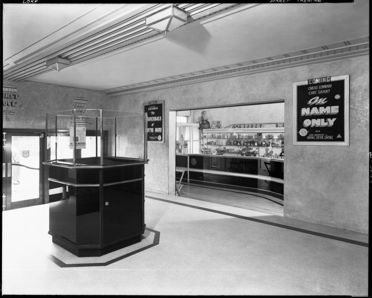 Foyer of Surrey Theatre, 142 Union Road, Surrey Hills, Victoria with ticket office and sweets bar (1940?)