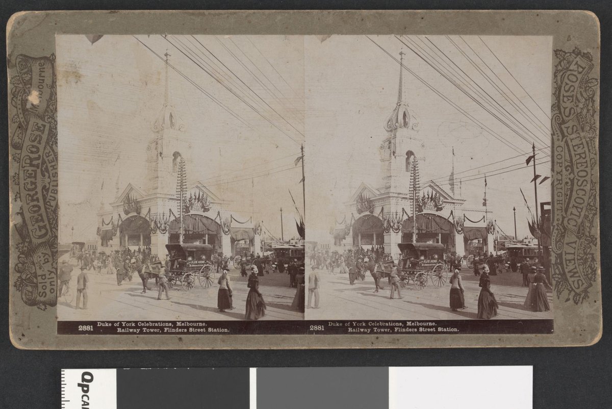 "Duke of York Celebrations, Melbourne. Railway Tower, Flinders Street Station.", Melbourne City (1901)
