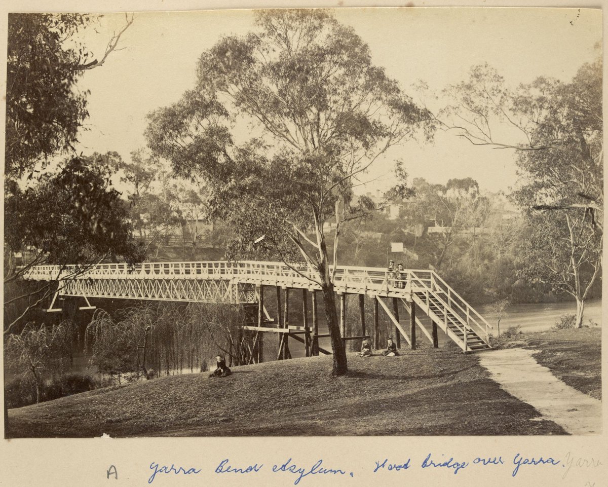Yarra Bend Asylum, foot bridge over Yarra. [Melbourne], Kew (1873–82)
