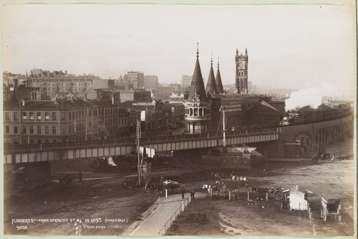 Flinders St - from Spencer St in 1895 (looking east), Melbourne City