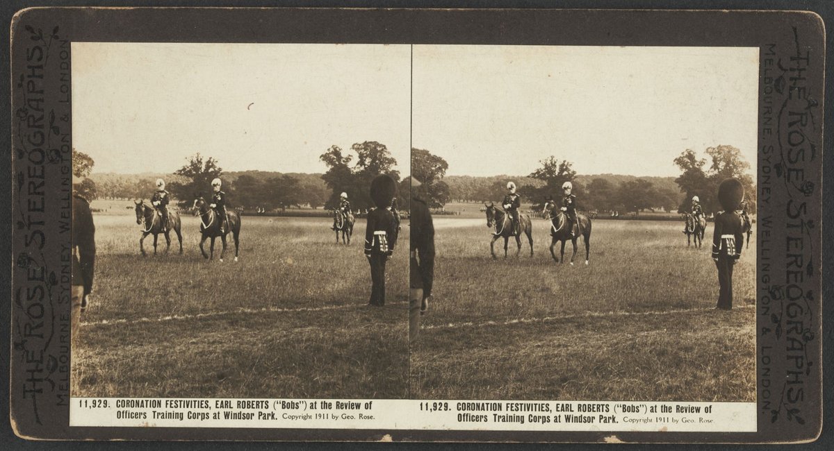 CORONATION FESTIVITIES EARL ROBERTS Bobs at the Review of Officers Training Corps at Windsor Park picture (c. 1911)