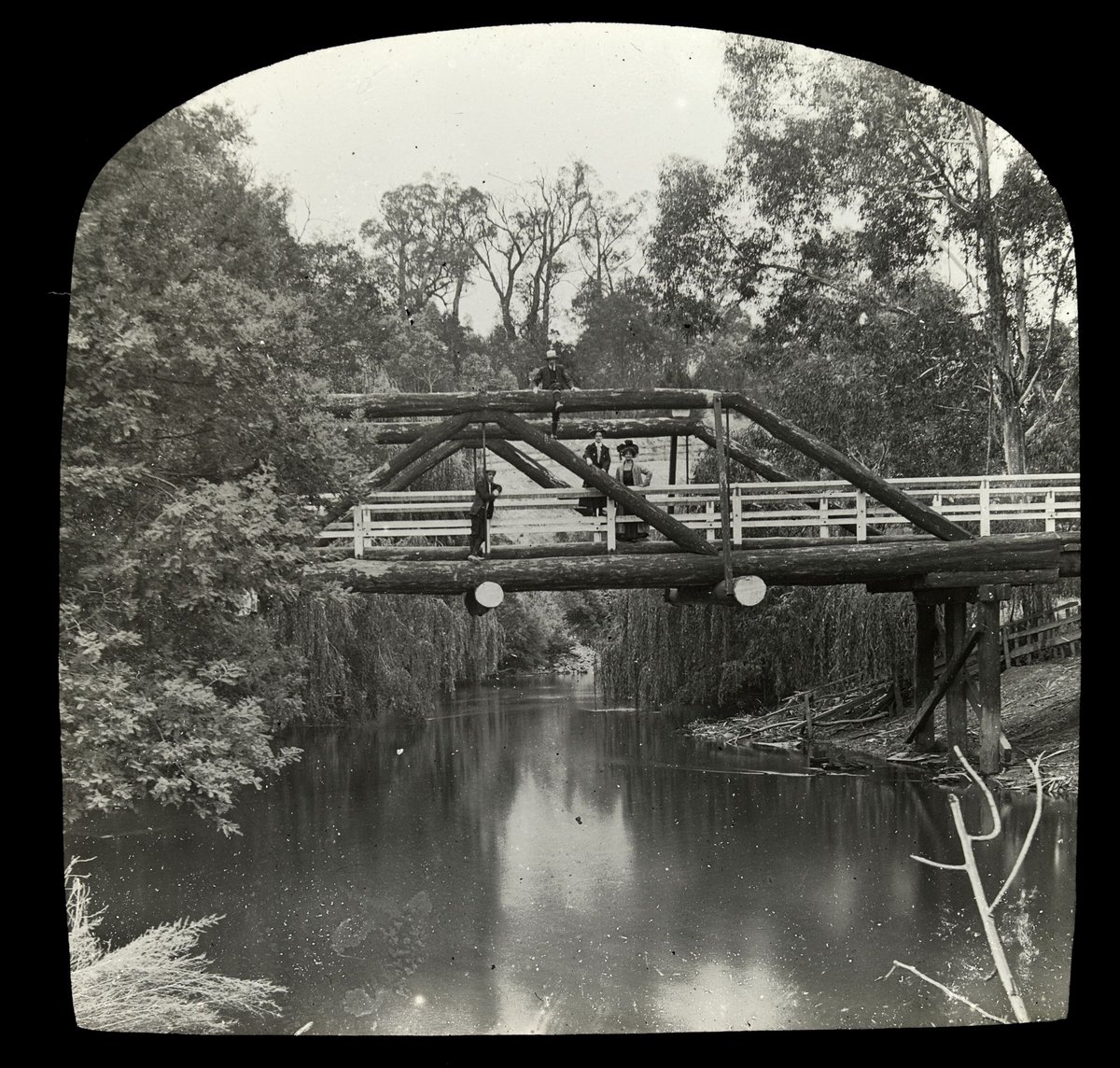 Log bridge, Yarra River in country Victoria (1909)