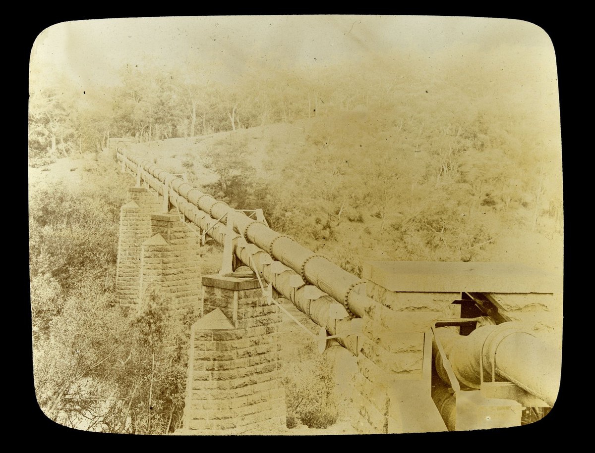 Aqueduct in bushland beside the Yarra River (1909)
