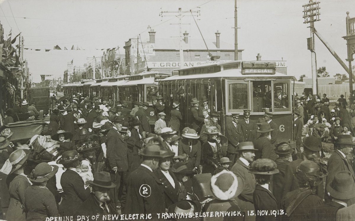 Opening day of new electric tramways. Elsternwick. 13. Nov. 1913 (c. 1913)
