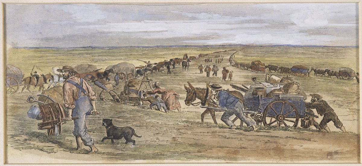 Travelling to the Diggings, the Keilor Plains. Victoria (1853)