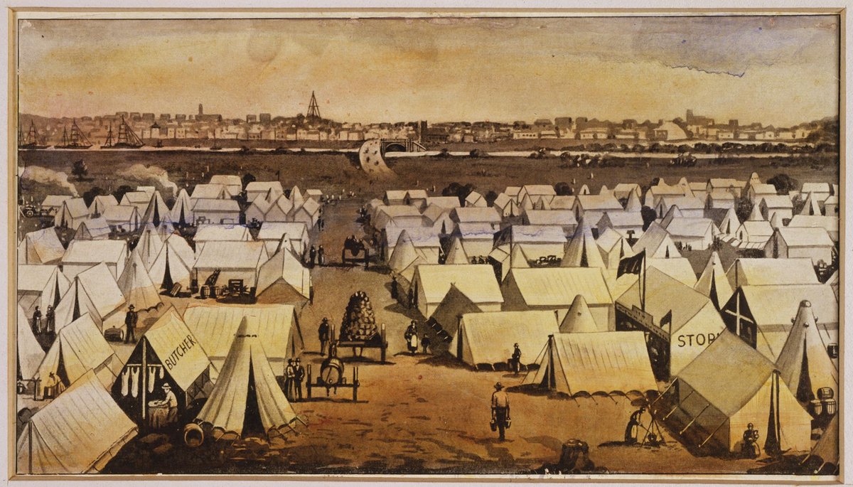 Canvas Town, between Prince's Bridge and South Melbourne in 1850s