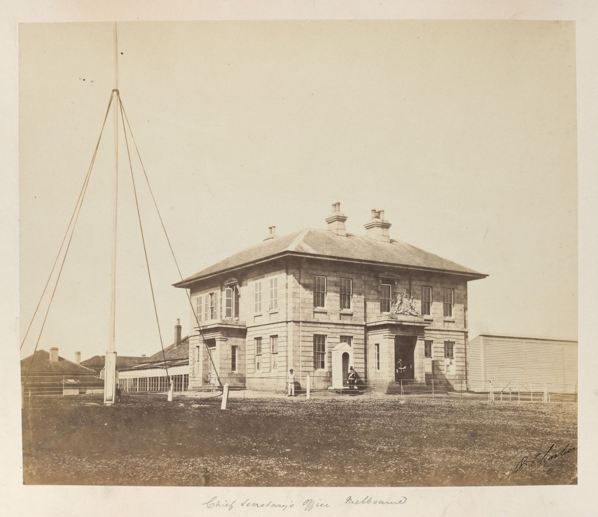 Chief Secretary's office Melbourne corner William St. and Lonsdale St, Melbourne City (c. 1861)
