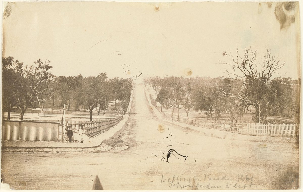 View looking up Wellington Parade from 1 Spring St before the road was cut down [Melbourne], Melbourne City (1861)