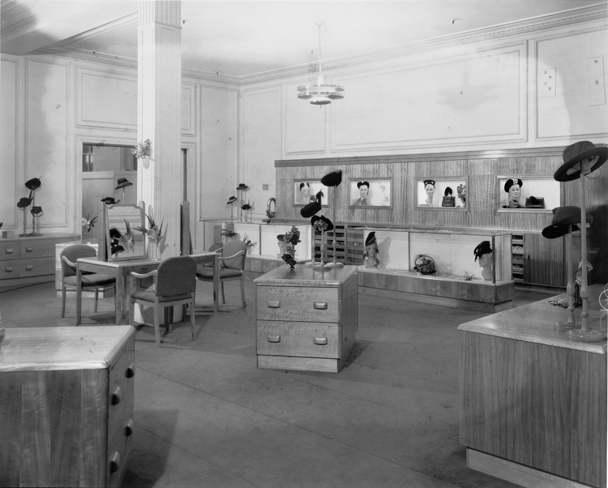 Millinery display, to right, at Georges, 162-168 Collins Street, Melbourne, Melbourne City (c. 1943)
