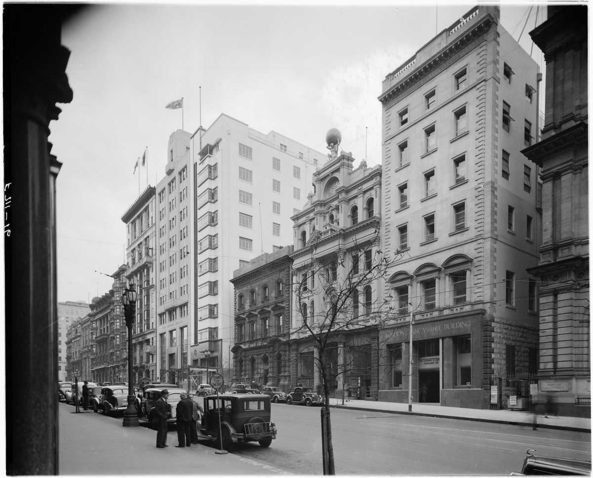 Buildings in Collins Street, Melbourne north side from Queen Street, Melbourne City (c. 1941)