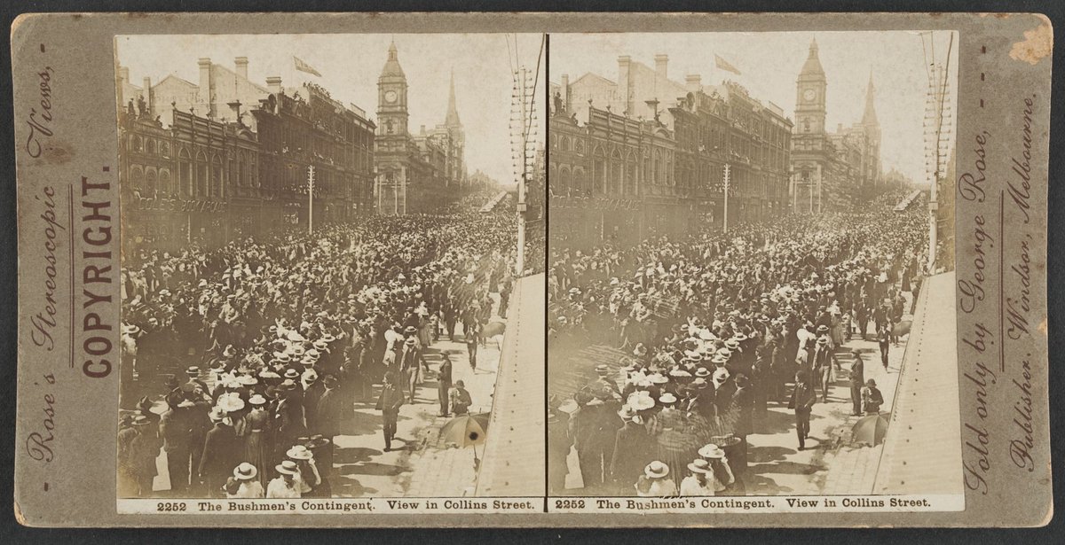 The Bushmen's Contingent. View in Collins Street, Melbourne City (c. 1900)