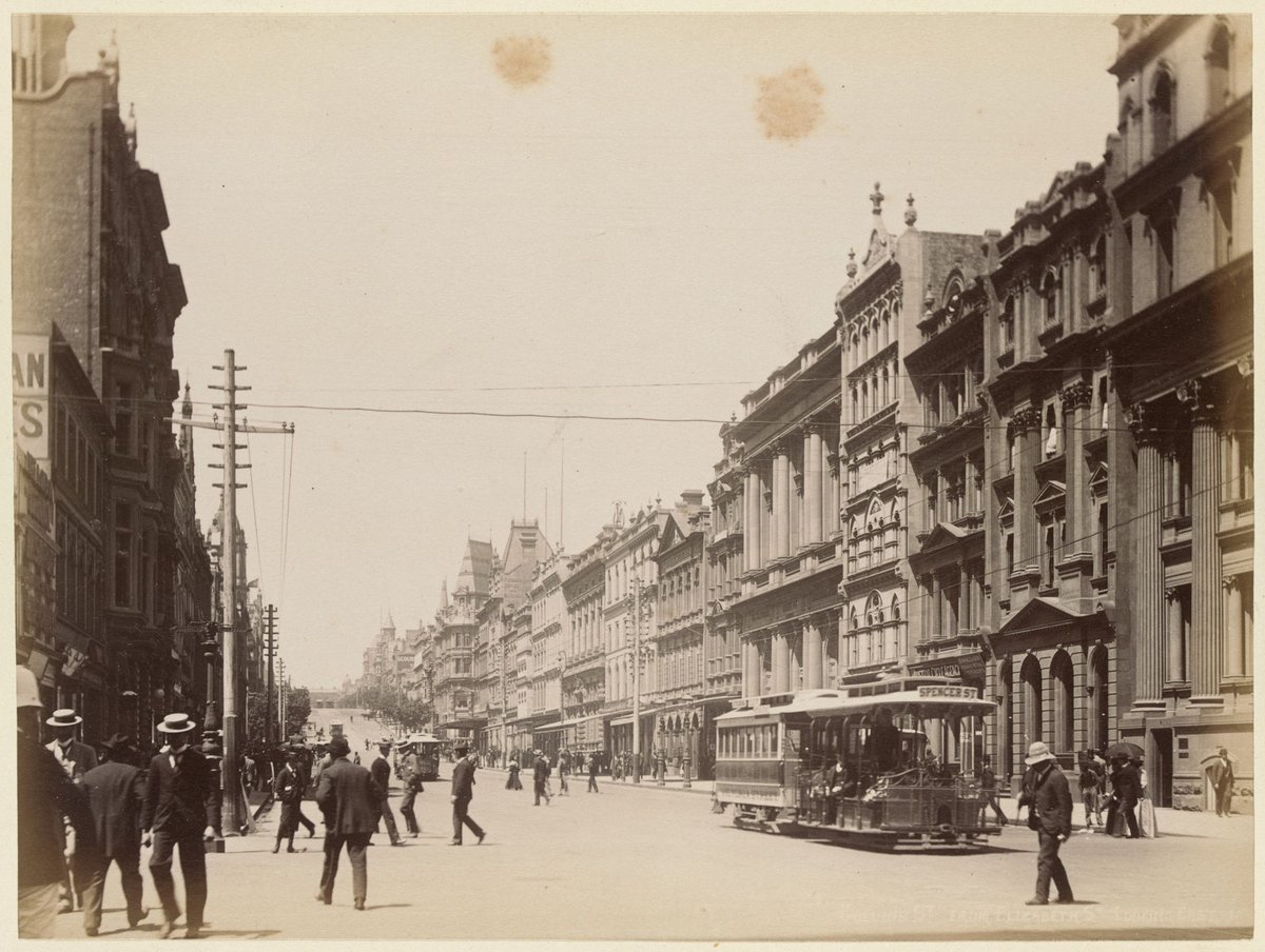 Collins St from Elizabeth St Looking East, Melbourne City (c. 1880)