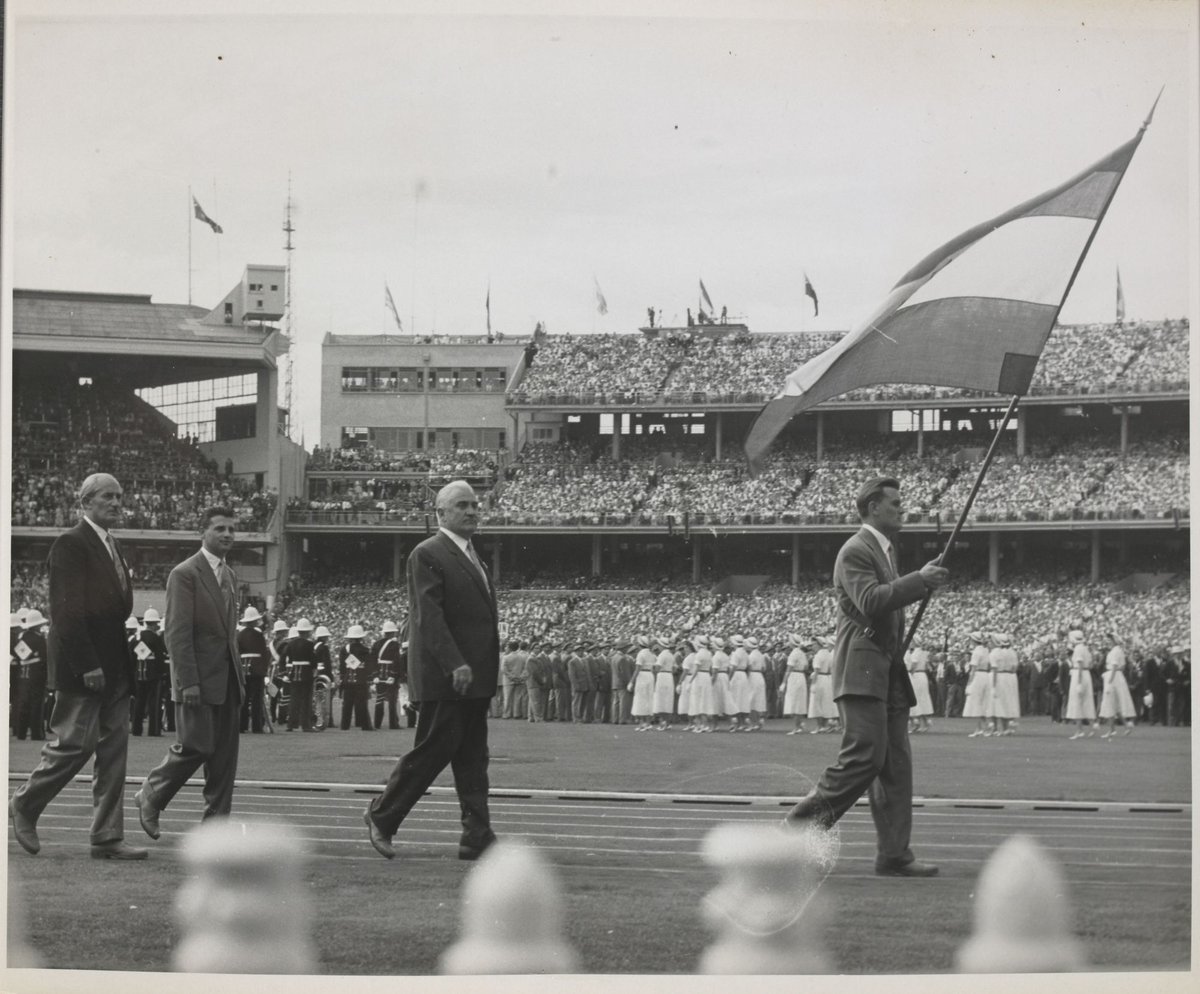 Team marching at opening ceremony of Melbourne Olympic Games (1956)