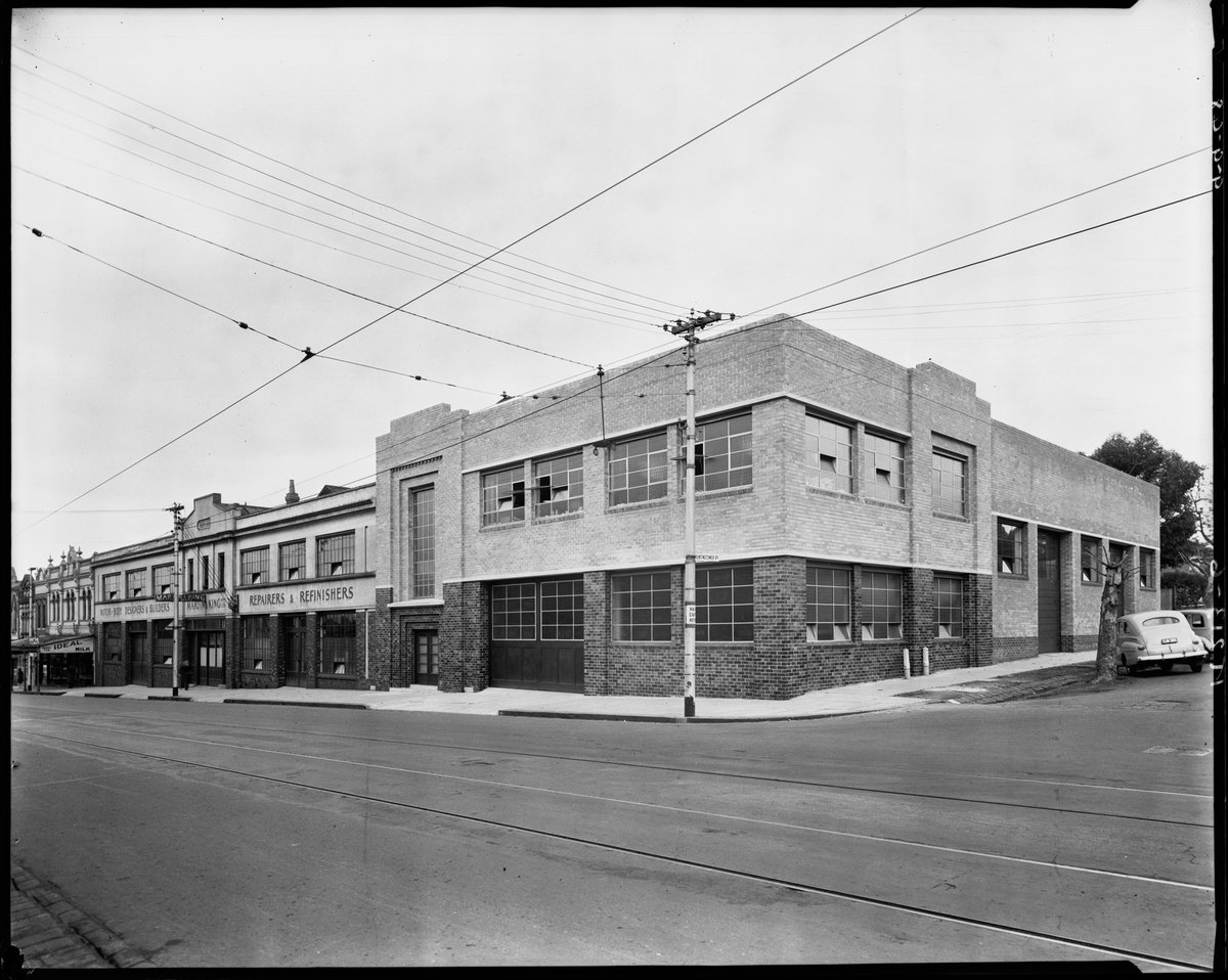 "Car bodies and premises of Martin & King, auto body finishers at 1073-95 High St., Armadale and workshop at 1097-1111 High St., Armadale" (1948)