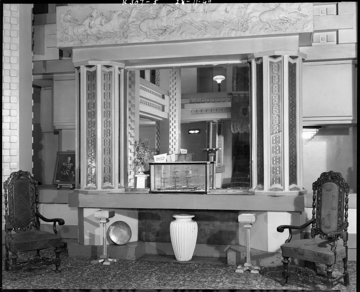 Ornamental fireplace in the Dress Circle foyer, Capitol Theatre, Swanston Street, Melbourne, Melbourne City (1949)