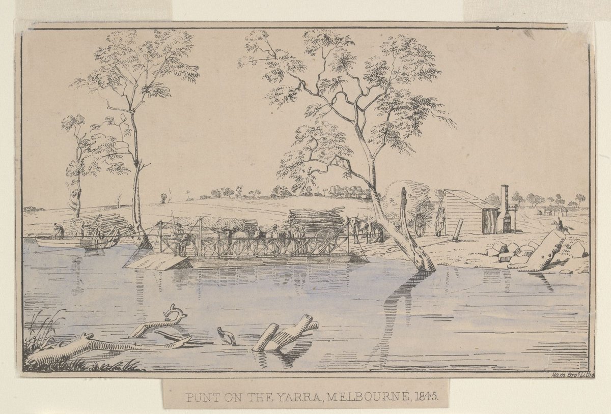 Punt on the Yarra, Melbourne. 1845, Yarra River