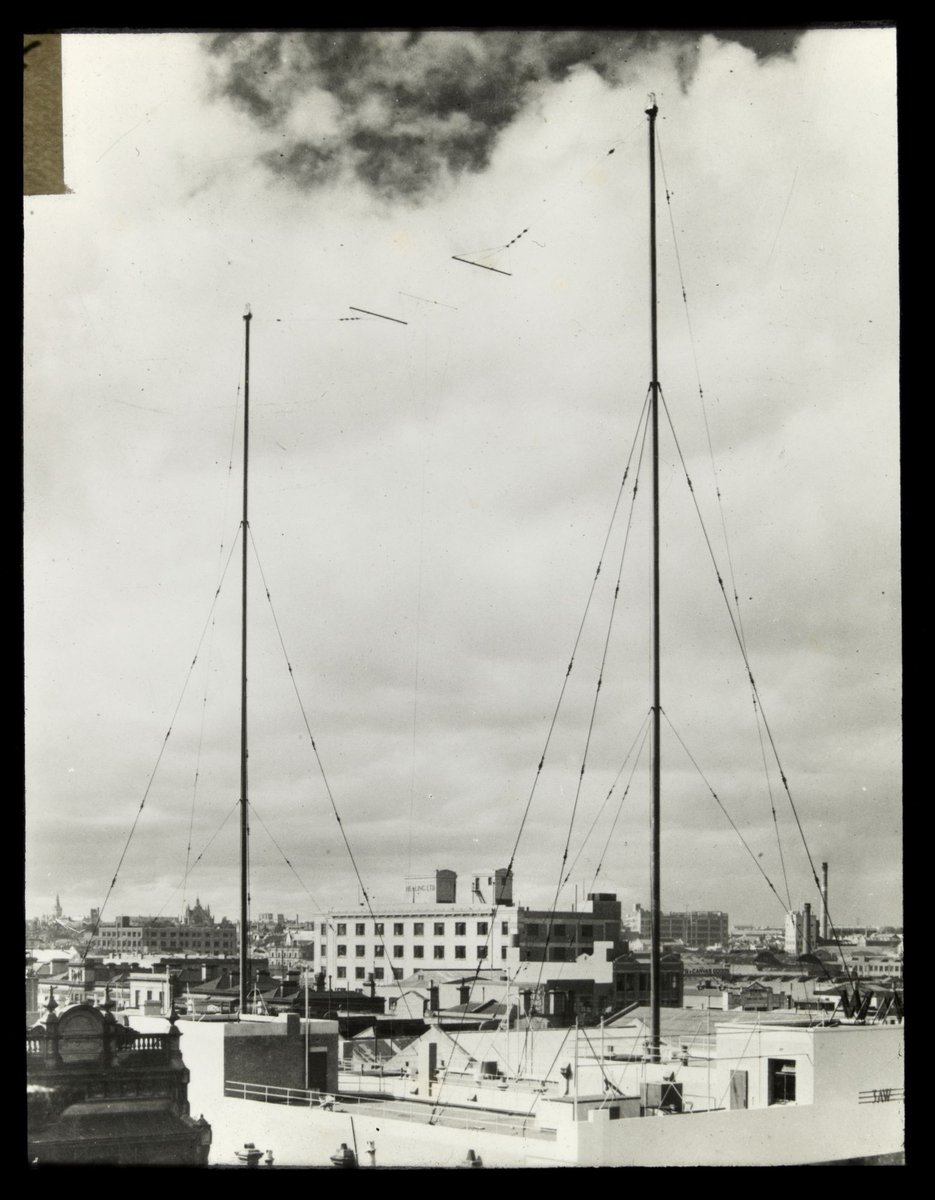 City view from the rooftop of 3AW, at 382 La Trobe Street, looking towards the Healing Radio building, 261 Swanston Street, Melbourne City (1920–40)
