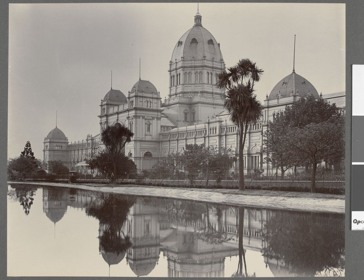 The Exhibition Building, Carlton Gardens. The first Parliament of the Commonwealth of Australia was opened in this building (1901)