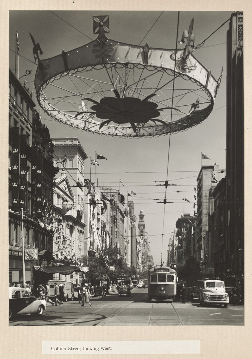 Collins Street looking west, Melbourne City (1954)