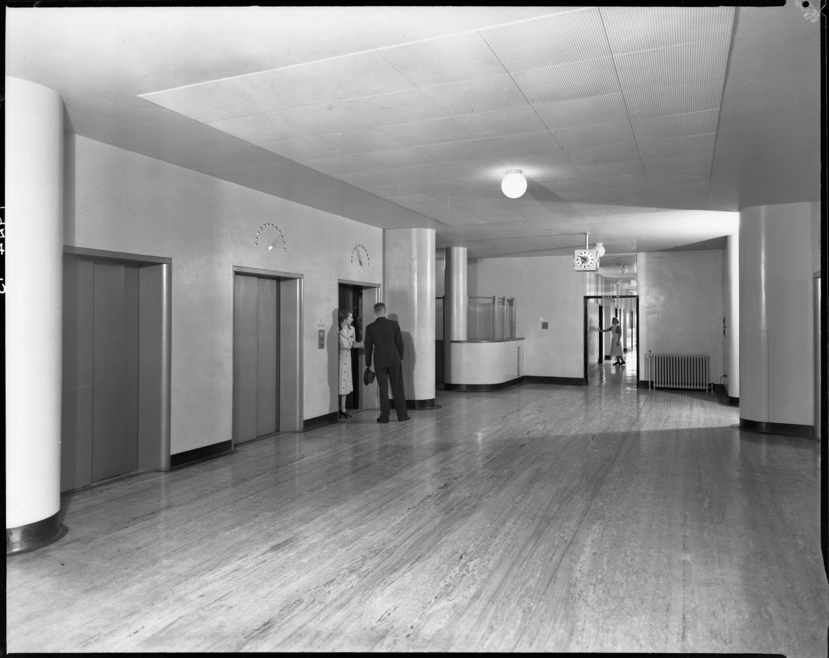 Interior view of Lift Foyer, Royal Melbourne Hospital, Melbourne City (1945)