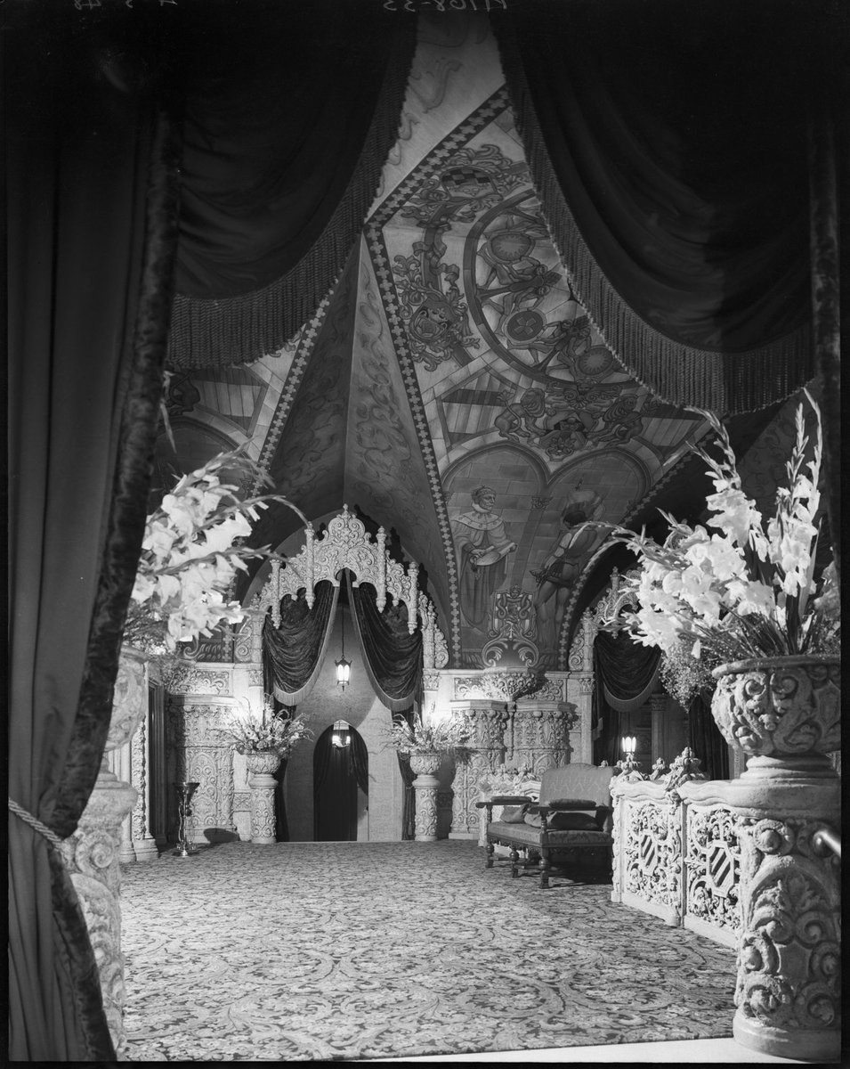Mezzanine landing with floral arrangements, Regent Theatre, Collins St, Melbourne, Melbourne City (1948)