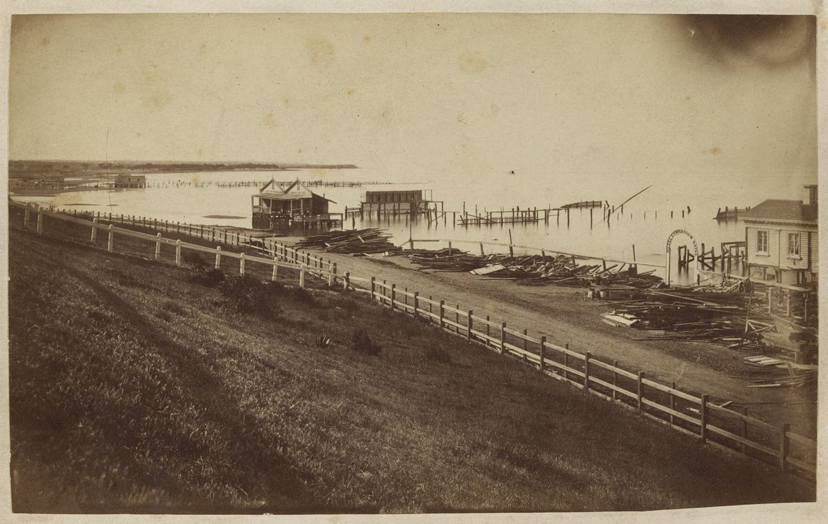St. Kilda Baths [Royal Gymnasium Baths] destroyed by storm, St Kilda (c. 1863)