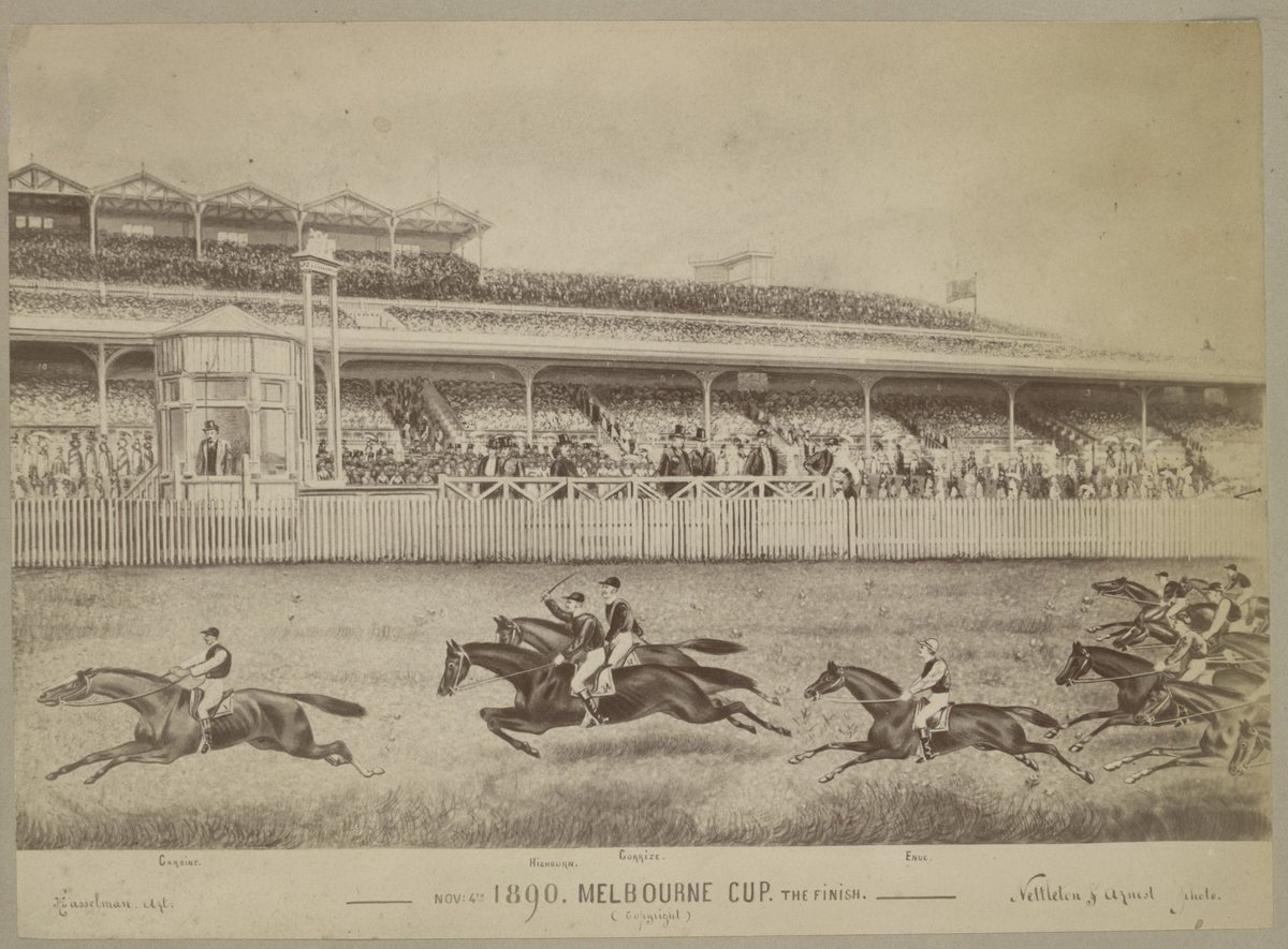 Nov: 4th 1890. MELBOURNE CUP. THE FINISH, Flemington (1890?)