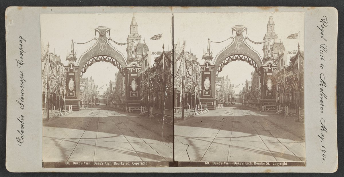 Duke's Visit. Duke's Arch, Bourke St, Melbourne City (1901)