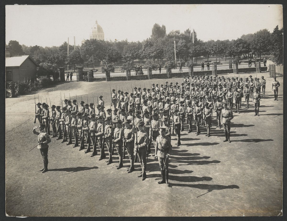 Melbourne Continuation School, Cadet Corps on parade, commanded by Capt. W.R. McNicoll (c. 1910)