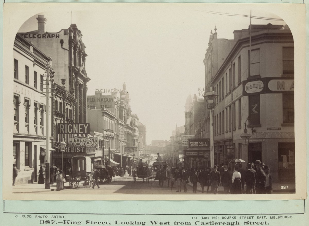 King Street, looking east from Castlereagh Street, Melbourne City (1889–91)