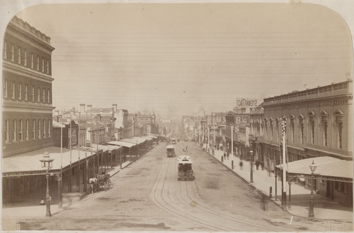 Bourke Street Melbourne, from Parliament House, East Melbourne (c. 1888)