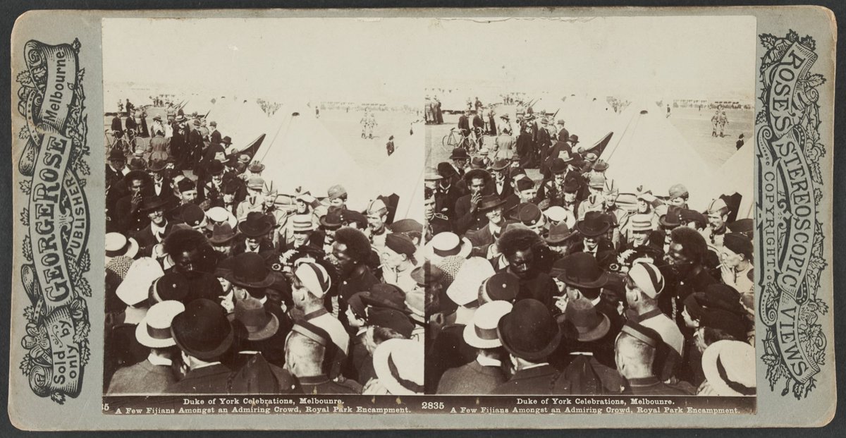 Duke of York Celebrations, Melbourne. A few Fijians Amongst an Admiring Crowd, Royal Park Encampment, Parkville (1901)