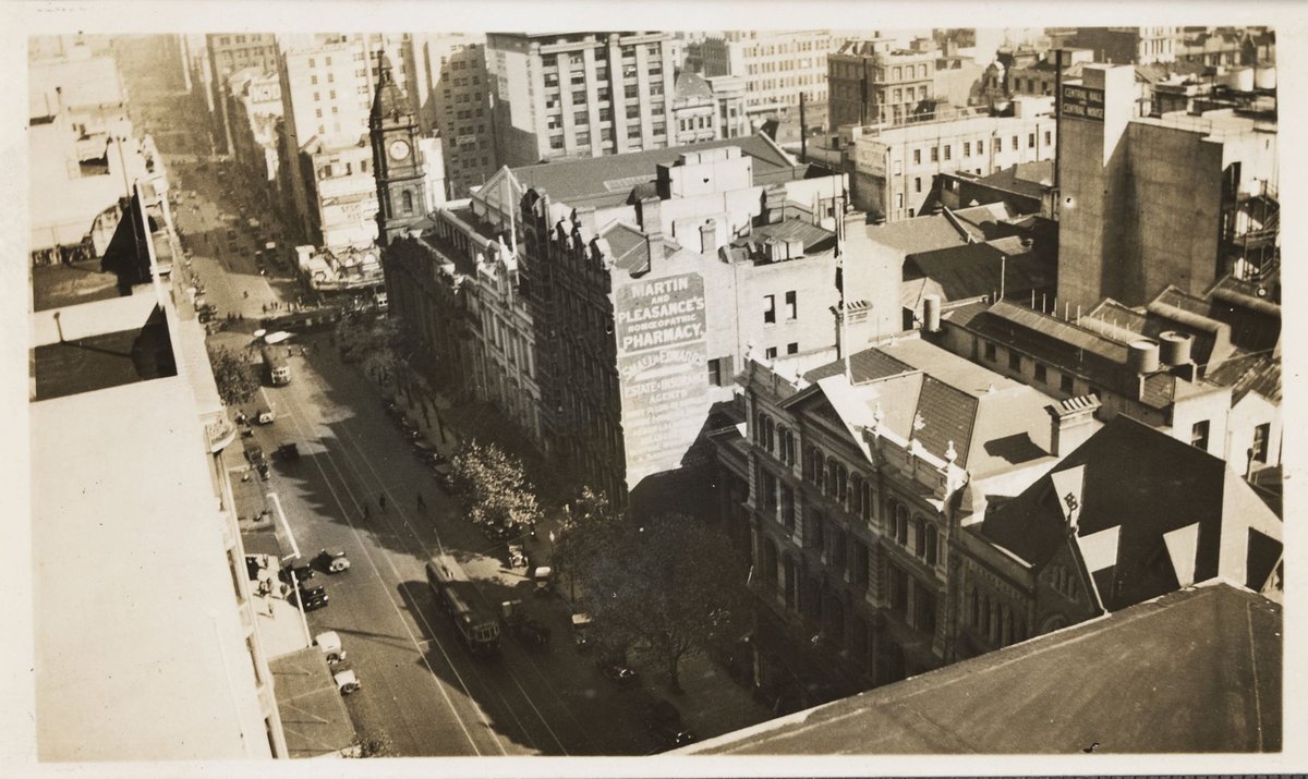 Elevated view of Collins Street south, from the roof of the T & G Building, Melbourne City (1932)