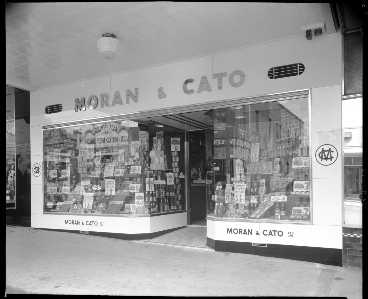 Exterior of Moran & Cato Grocery Store, 87 Toorak Road, South Yarra (c. 1940)