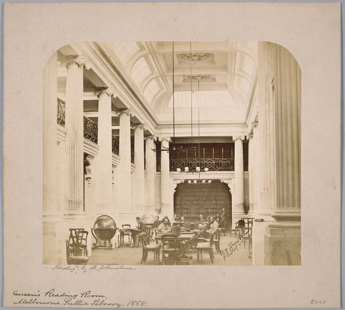 Queen's Reading Room, Melbourne Public Library. 1858. [sic], Melbourne City