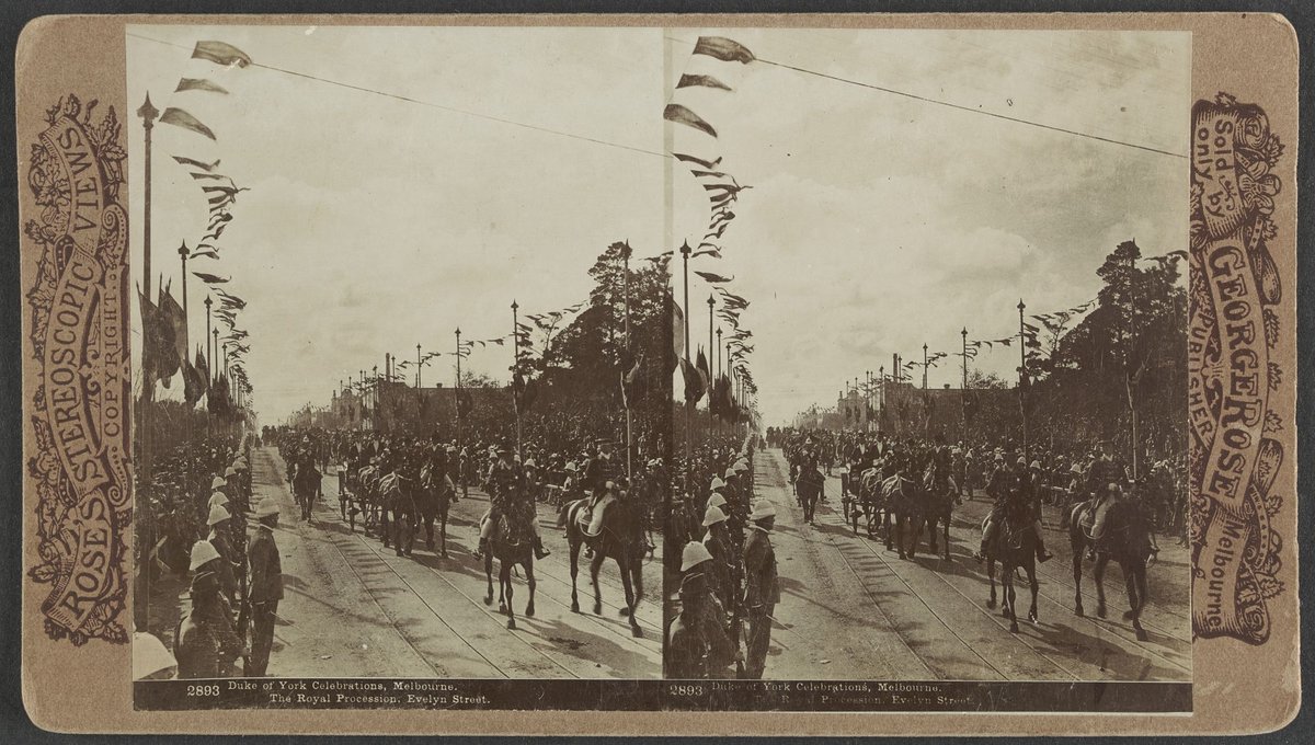Duke of York Celebrations, Melbourne. The Royal Procession, Evelyn Street (1901)
