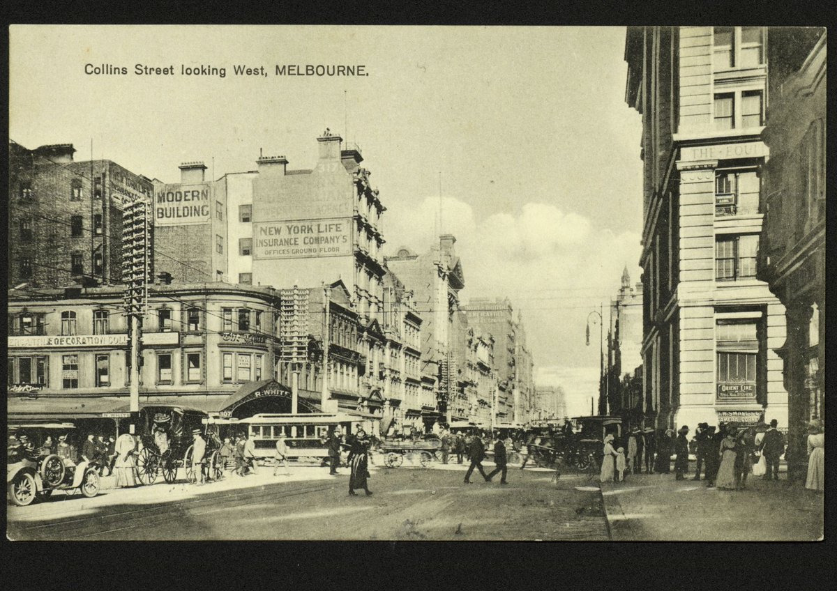 Collins Street looking West, MELBOURNE, Melbourne City (c. 1908)