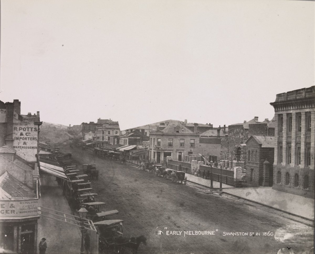 "Early Melbourne", Swanston St. in 1860, Melbourne City