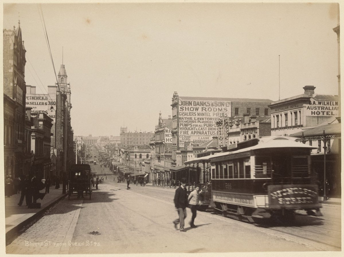 Bourke St from Queen St, Melbourne City (c. 1880)