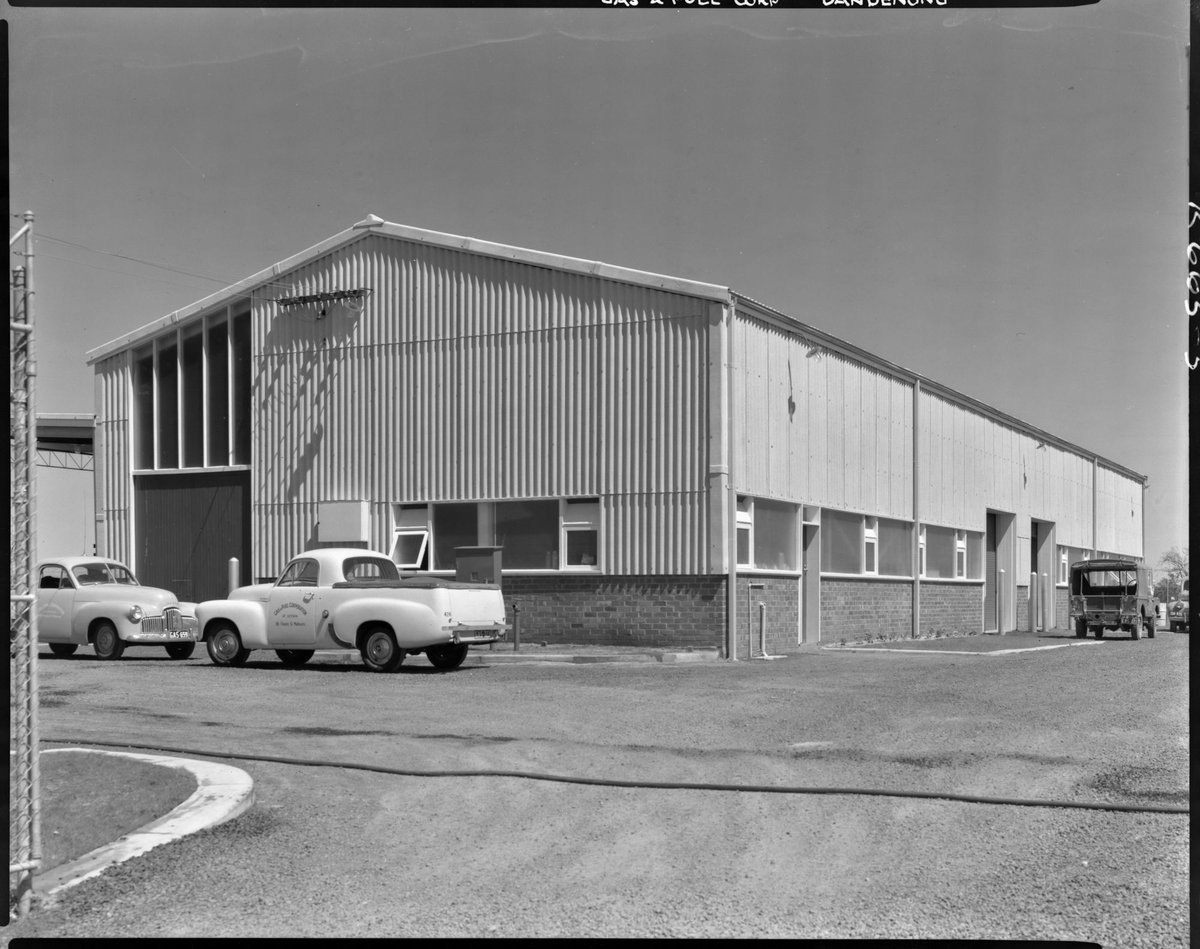 Outside the Gas and Fuel Corporation building, Dandenong (1954)