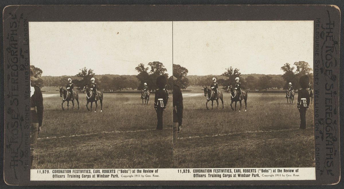 CORONATION FESTIVITIES EARL ROBERTS Bobs at the Review of Officers Training Corps at Windsor Park picture (c. 1911)