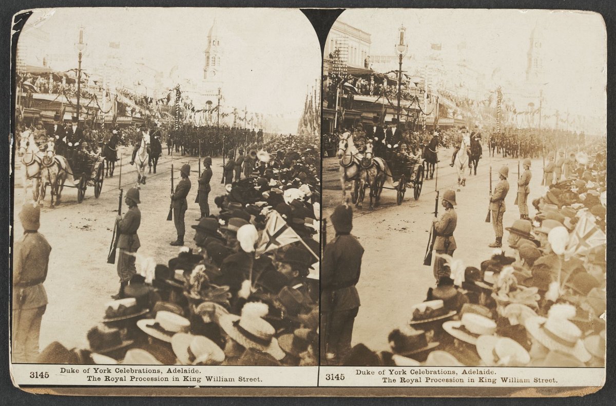 Duke of York Celebrations, Adalaide. The Royal Procession in King William Street, Melbourne City (1901)