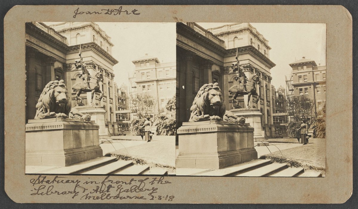 Statuary in front of the Library & Art Gallery, Melbourne (1918)