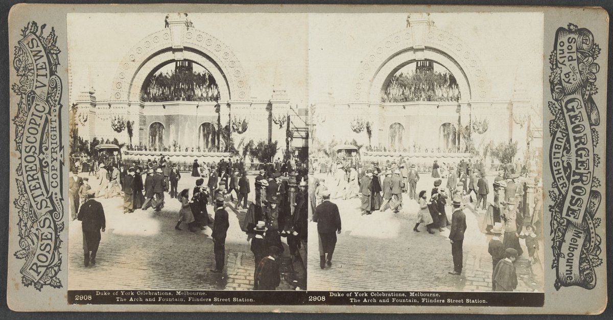 Duke of York Celebrations, Melbourne. The Arch and Fountain, Flinders Street Station, Melbourne City (1901)