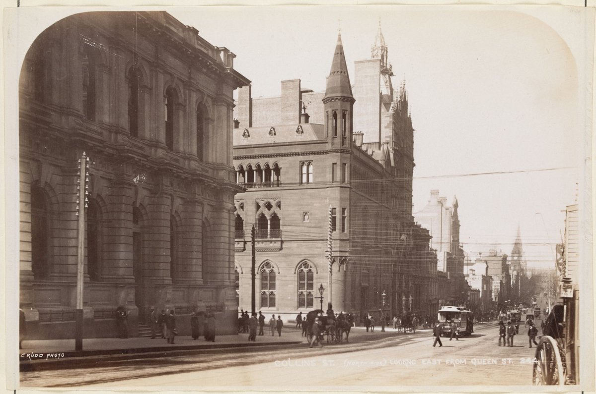 Collins St [North side] looking east from Queen St, Melbourne City (1886–87)